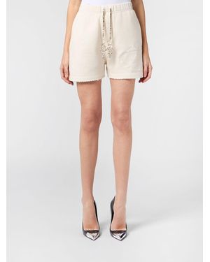 Philipp Plein Jersey Jogging Shorts With Drawstring Waist And Tonal Logo - White