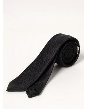 Saint Laurent Silk Tie With Ysl Jacquard Monogram - Black