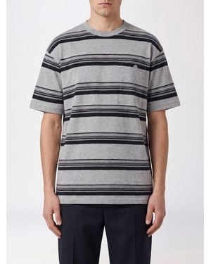 Comme des Garçons Comme Des GarÇ Ons Homme Plus Striped Cotton T-Shirt With Patch Pocket - Grey