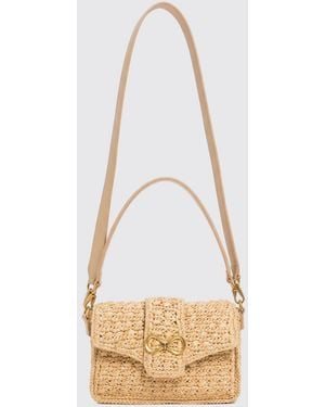 Twinset Crochet Raffia Bag - Natural