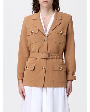 Elisabetta Franchi Viscose Blend Blazer With Belt - Brown