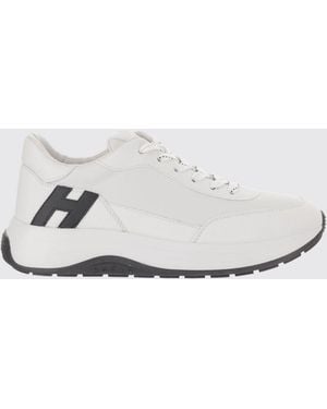 Hogan Hi-Light Smooth Calfskin Leather Sneakers With Tone-On-Tone H Logo - White