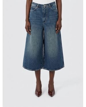Soeur Joyce Wide-Leg Cropped Cotton Denim Shorts - Blue