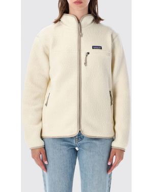 Patagonia Retro High-Neck Short Fleece Jacket With Zip Closure - Natural