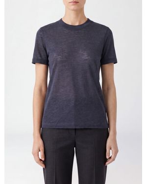 Filippa K Camiseta De Manga Corta En Mezcla De Lyocell Y Cachemira - Azul