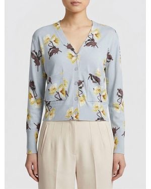 In bed with You Floraler Baumwollmisch-Cardigan - Blau