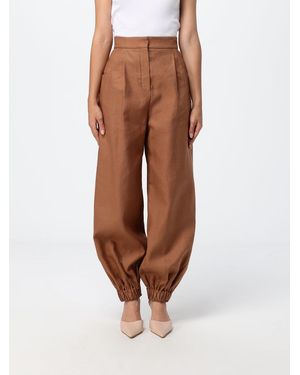 Fendi Pantaloni Chino A Gamba Larga - Marrone