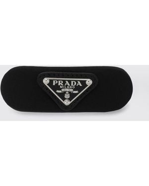 Prada Haarspange Aus Re-Nylon Mit Triangle-Logo - Schwarz