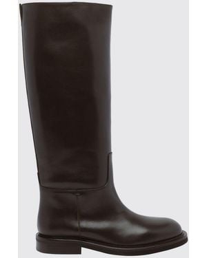 Poeve Knee-High Calfskin Leather Boots With Side Zip - Black