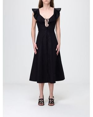 Twinset Stretch Cotton Midi Dress - Black