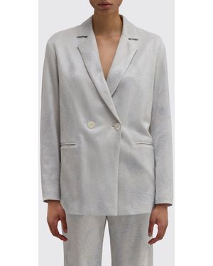 MACCAPANI Blazer Cruzado De Viscosa Y Algodón - Gris