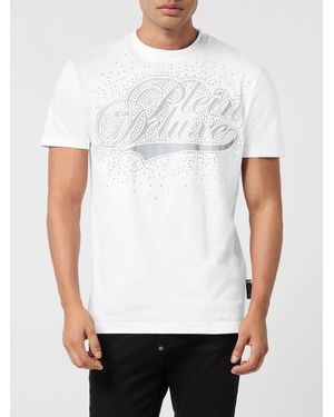 Philipp Plein T-Shirt With Rhinestone Logo - White