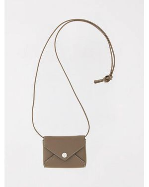 Tory Burch Lanyard Grained Leather Credit Card Holder With Shoulder Strap - White