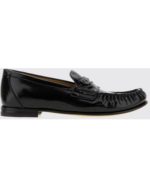 Fendi Scrunch Brushed Calfskin Penny Loafers With Lettering Logo - White