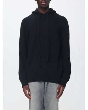 Laneus Relaxed Fit Knit Hoodie - Blue