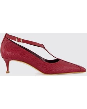 Manolo Blahnik T-Bar Leather Court Shoes - Red
