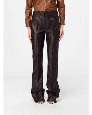 Elisabetta Franchi Faux Leather Flared Trousers With A Mid-Rise Waist - Brown