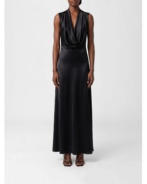 Maison Margiela Vestido Largo Tubo De Raso Con Escote Drapeado - Negro