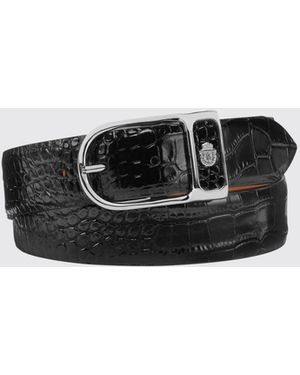 Billionaire Crocodile Print Leather Belt - White