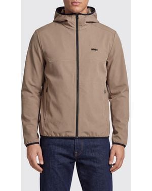 BOSS Leichte Kapuzenjacke Von Aus Technischem Stretch-Gewebe Mit Gesticktem Logo - Blau
