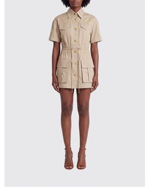Balmain Cotton Shirt Dress - Natural