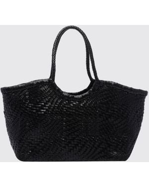Dragon Diffusion Nantucket Woven Leather Tote Bag With Double Handle - Black