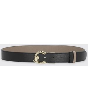 Coccinelle C-Me Reversible Hammered Leather Belt - White