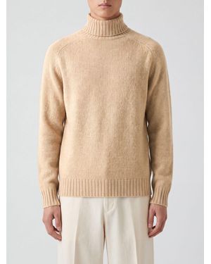 Howlin' Pure Wool Colour-Block Turtleneck Sweater - Natural