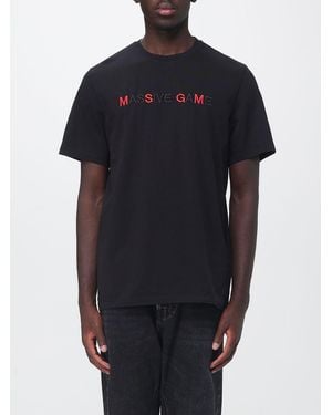 MSGM Camiseta De Algodón Con Cuello Redondo Y Logo Bordado En El Pecho - Azul
