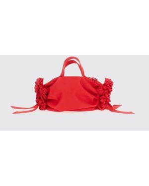 Simone Rocha Double Ribbon Nylon Handbag With Bow And Ruffles - Red