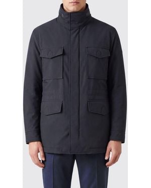 Brioni Short Wool-Blend Parka With High Neck And Concealed Fastening - Blue