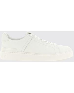 Balmain B-Court Bicolor Smooth Calf Leather Sneakers - White