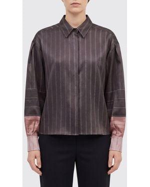 Alysi Striped Silk Shirt - Grey