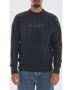 BOSS Regular-Fit Sweatshirt Aus Baumwolle Mit Rundhalsausschnitt Und Logo - Blau