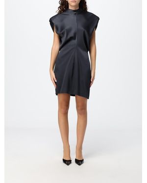 FEDERICA TOSI Sleeveless High Neck Viscose Blend Sheath Mini Dress - Blue