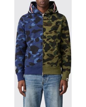 A Bathing Ape Zweifarbiger Camouflage-Kapuzenpullover - Blau