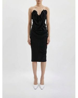 Magda Butrym Long Evening Gown With Sweetheart Neckline And 3D Flower Appliqué - Black