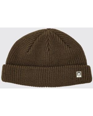 Obey Rib-Knit Acrylic Beanie With Cuff And Logo Patch - Brown