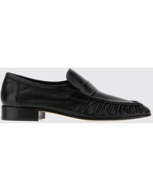 The Row Smooth Calfskin Penny Loafers With Round Toe - White
