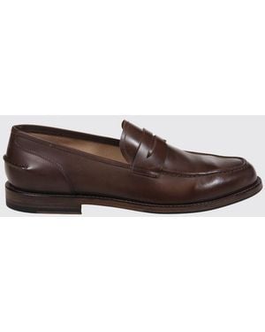 Alberto Fasciani Classic Smooth Calf Leather Loafers With Penny Bar - Brown