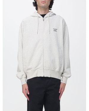 Drole de Monsieur Zipped Cotton Hoodie With Contrast Logo - White