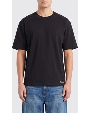 AMISH Cotton T-Shirt With Dropped Shoulders And A Contemporary Crew Neck Cut - Black
