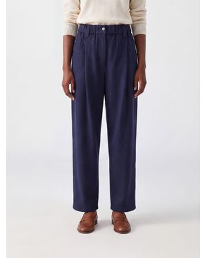 Brunello Cucinelli High-Waisted Straight-Leg Wool-Blend Pants With Belt Loops - Blue