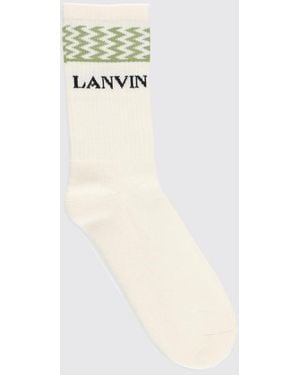Lanvin Stretch Cotton Socks With Jacquard Logo - White