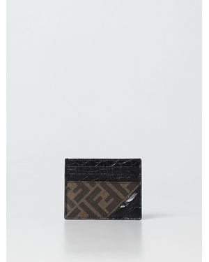 折りたたみ財布 FENDI Leather and FF jacquard fabric cardholder Fendi Ff Jacquard Fabric Card Holder Accessories – BALTINI