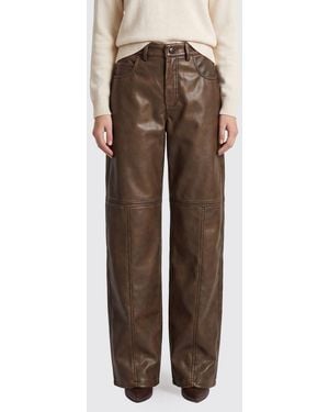 Pinko Papavero Wide-Leg Faux Leather Pants With A Mid-Rise Waist - Brown