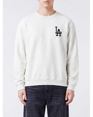 HTC Relaxed Fit Contrast Logo Cotton Sweatshirt - White