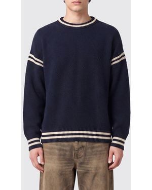 Golden Goose Relaxed Fit Cotton Crewneck Sweatshirt With Contrast Back Logo - Blue