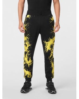 Philipp Plein Abstract Print Jersey Jogging Trousers With Logo - Black