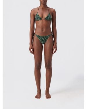 Oséree Zebra-Print Triangle Bikini - Green